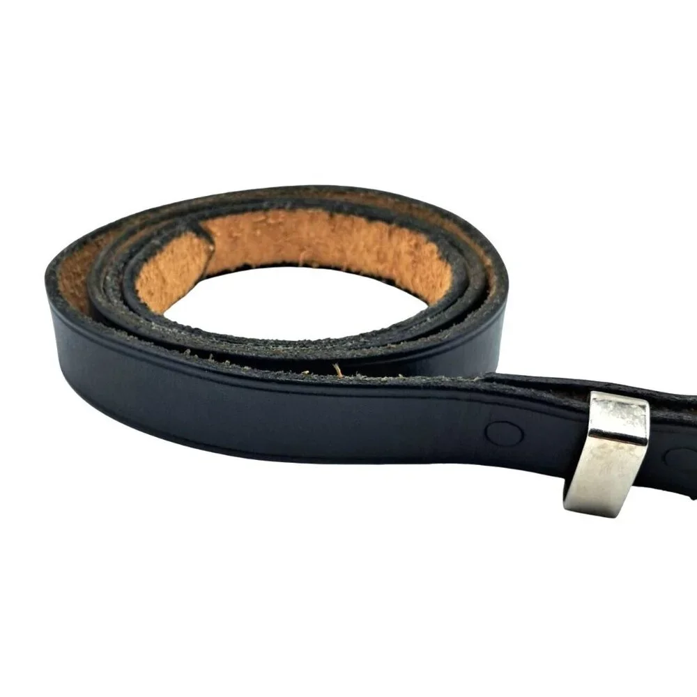 Vintage Orcas Leatherworks Black‎ Leather Belt Size 48 Embossed Orca Snap